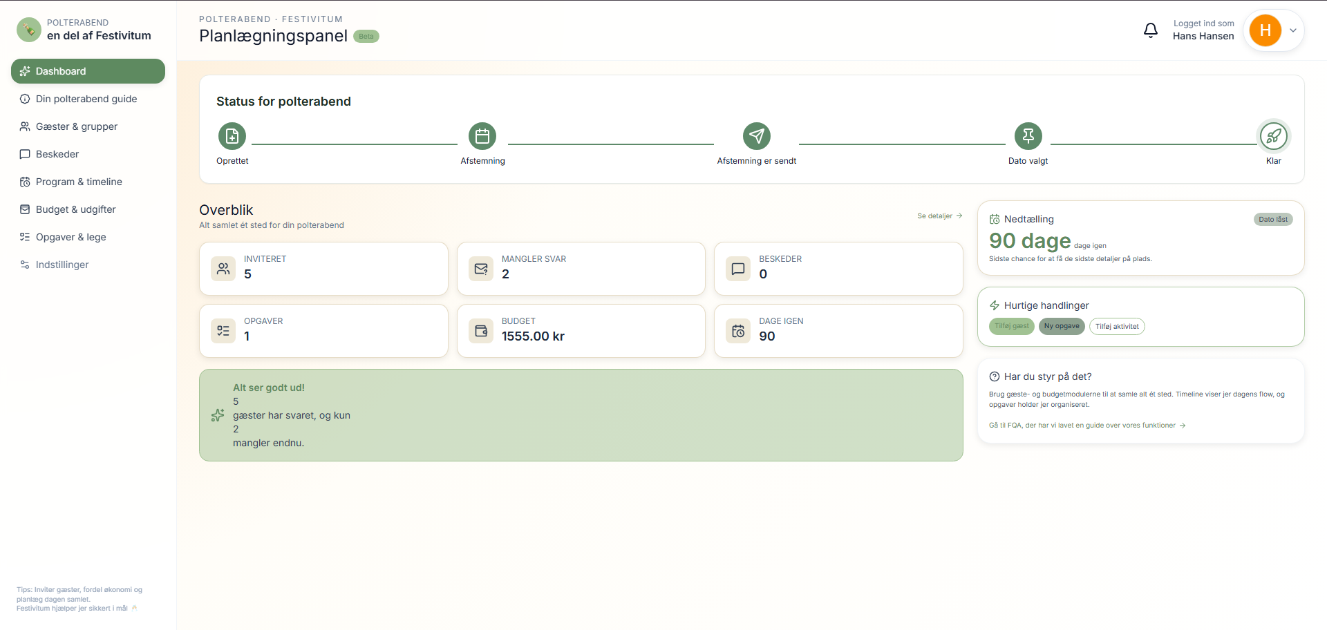 Polterabend dashboard